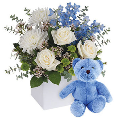 Send Flower Arrangement It's a Boy with Teddy